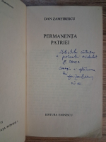 Anticariat: Dan Zamfirescu - Permanenta patriei (cu autograful autorului pentru Zigu Ornea)