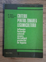M. Voinea - Criterii pentru zonarea legumiculturii. Influenta factorilor naturali asupra dezvoltarii productiei de legume