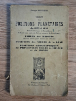 Georges Muchery - Tables des positions planetaires de 1872-1937