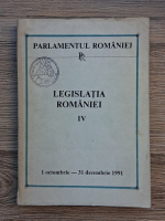 Parlamentul Romaniei. Legislatia Romaniei, volumul 4. 1 octombrie-31 decembrie 1991