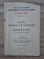 P. Enculescu - Atlas fizic, foaia nr. 3. Harta zonelor de vegetatie a Romaniei in legatura cu solul (1938)