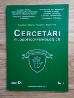 Revista Cercetari filosofico-psihologice, anul IX, nr. 1, ianuarie-iunie 2017