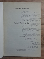 Pascal Bentoiu - Simfonia IV. Partitura (cu dedicatia autorului)