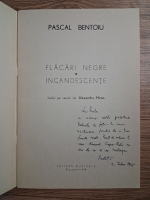 Anticariat: Pascal Bentoiu - Flacari negre. Incandescente. Lieduri pe versuri de Alexandru Miran (cu dedicatia si autograful autorului)