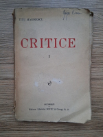 Titu Maiorescu - Critice (volumul 1, 1926)