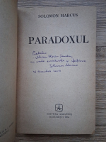 Anticariat: Solomon Marcus - Paradoxul (cu autograful autorului)