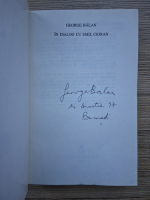 George Balan - In dialog cu Emil Cioran (cu autograful autorului)