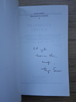 Eugen Simion - Fragmente critice, volumul 2. Demonul teoriei a obosit (cu autograful autorului)