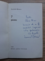 Leonid Dimov - 7 poeme (cu autograful si dedicatia autorului)