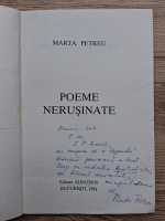 Marta Petreu - Poeme nerusinate (cu autograful si dedicatia autoarei pentru Leonid Mamaliga)