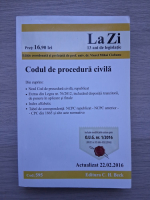 La zi. Codul de procedura civila. Actualizat la 22.02.2016