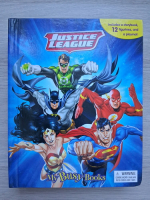 Justice league. My busy book. Includes a storybook, 12 figurines, and a playmat
