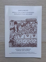Document. Arhive folclorice romanesti. Cantece epice eroice