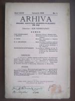 Arhiva. Organul societatii istorico-filologice din Iasi. Anul XXXV (ianuarie, 1928)