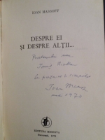 Ioan Massoff - Despre ei si despre altii (cu autograful autorului)