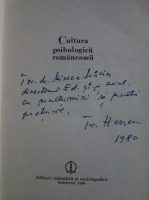 Traian Herseni - Cultura psihologica romaneasca (cu autograful autorului)