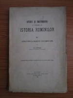 Nicolae Iorga - Studii si documente cu privire la istoria romanilor. Volumul 11: Cercetari si regeste documentare (1906)