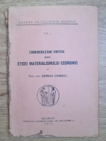 Serban Ionescu - Consideratiuni critice asupra eticei materialismului economic (1930)