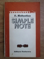 Anticariat: L. Kalustian - Simple note (volumul 1)